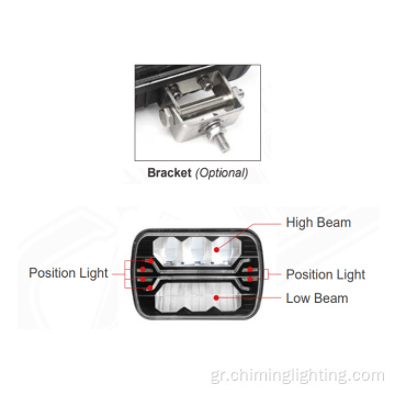 Άλλα αξεσουάρ φωτός αυτοκινήτων Υψηλή/χαμηλή ακτίνα εκτός δρόμου Φορτηγό φορτηγών LED τετράγωνο προβολείς 5x7 ιντσών προβολείς φορτηγών